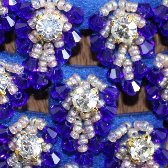 Carolee Royal Blue Simulated Diamond Bead & Crystal Bib Statement Necklace - Picture 5 of 7